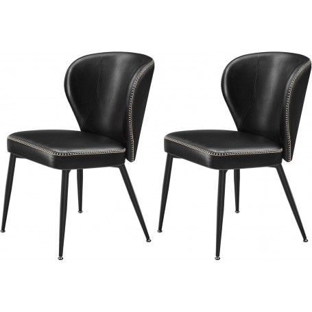 Matstolar 2-pack Svart Vintage PU-läder Stålben Ergonomisk Ryggstöd...