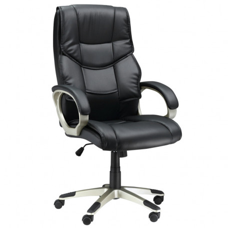Ergonomisk Kontorsstol Konstläder Metall Svart 70 x 58 x 114-124 cm