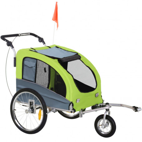 Cykelvagn för Hundar upp till 20 kg Hopfällbara 155 x 83 x 108 cm Grön