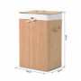 Tvättkorg med Lock och Påse 72L 40 x 30 x 60 cm