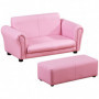 Barnfåtölj med Fotpall Rosa Läder 83 x 42 x 41 cm