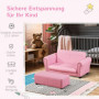 Barnfåtölj med Fotpall Rosa Läder 83 x 42 x 41 cm