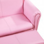 Barnfåtölj med Fotpall Rosa Läder 83 x 42 x 41 cm