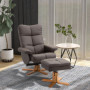 Relax Fåtölj med Fotpall - Fällbart Ryggstöd 145° Brun Läder 80 x 86 x 99 cm