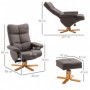 Relax Fåtölj med Fotpall - Fällbart Ryggstöd 145° Brun Läder 80 x 86 x 99 cm