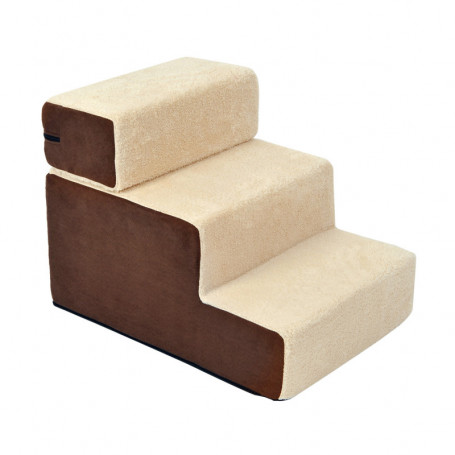 Djurtrappa 3 Steg Plysch Beige 54 x 40 x 39 cm