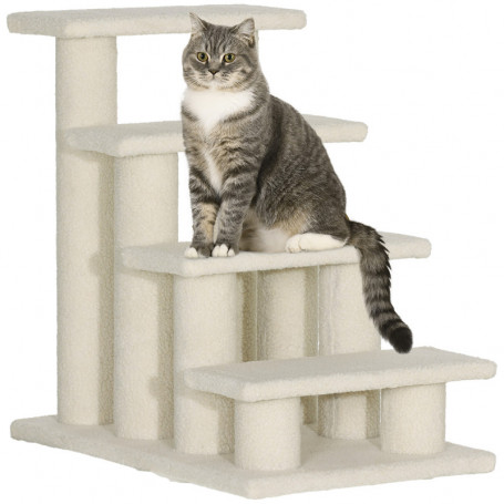 Djurtrappa 4 Steg Plysch 63,5×43×60 cm beige för katt & hund upp ti...