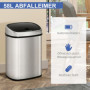 Soptunna Automatisk Sensor 58L Rostfritt Stål 40,9 x 28,9 x 68 cm