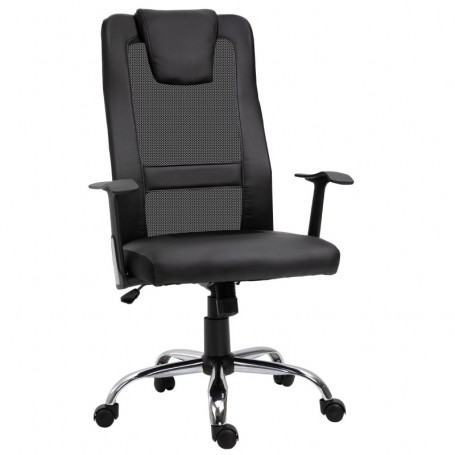 Kontorsstol Höjdjusterbar Ergonomisk Läder Svart