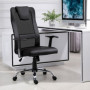 Kontorsstol Höjdjusterbar Ergonomisk Läder Svart