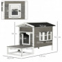 Utomhus Katthus i Trä med Balkong 115 x 66,5 x 74,7 cm Grå - Vit