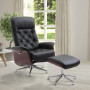 Relax Fåtölj med Pall Retrodesign Knappad Svart 82 x 83 x 110 cm