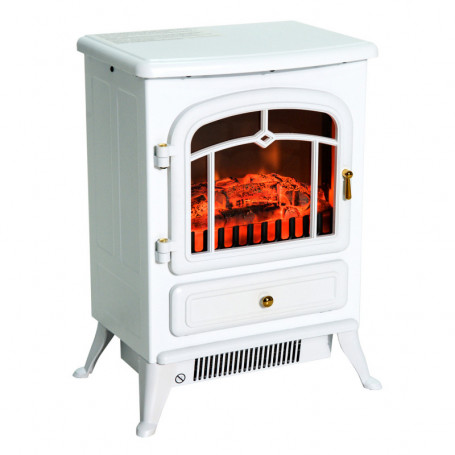 Elektrisk Kamin 950/1850 W med Flamma Effekt 41,5 x 28 x 54,8 cm Vit