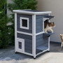 Katthus 2 Nivåer Utomhus Kattvilla 51 x 51 x 81,3 cm Grå