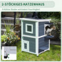 Katthus 2 Nivåer Utomhus Kattvilla 51 x 51 x 81,3 cm Grå