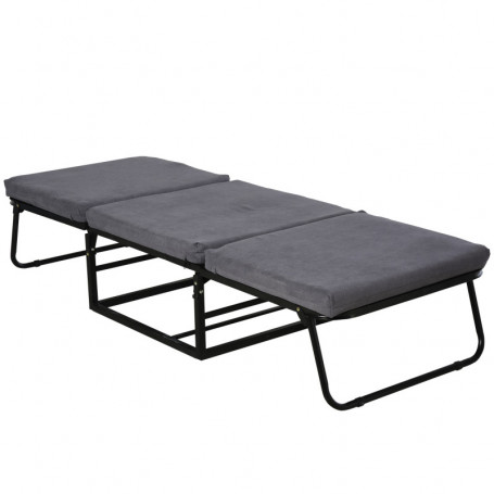 Hopfällbar Gästsäng Grå med Justerbar Rygg 192 x 68 x 37 cm