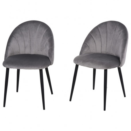 Matstol 2-pack Sammet Grå Skalformade Design 52 x 54 x 79 cm Grå