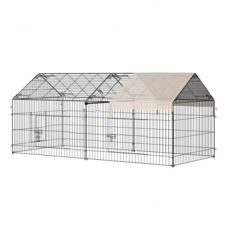 XL Utomhus Bur För Smådjur / Höns Metall Svart 220 x 103 x 103 cm