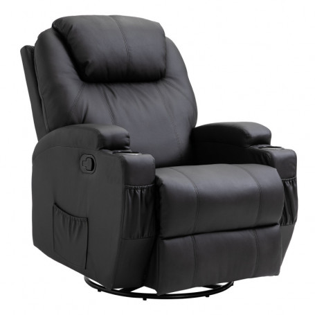 Massagestol - Avslappningsstol Svart Läder 84 x 92 x 109 cm
