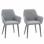 2x Matstolar Ljusgrå Linne med Svarta Ben 59,5 x 56,5 x 81 cm