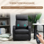 Massagefåtölj med Fjärrkontroll Liggfunktion Svart Läder