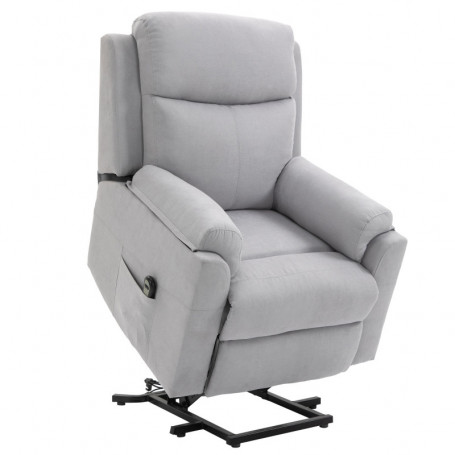 Relax Massagestol med Lyfthjälp och Fjärrkontroll Ljusgrå Textil