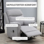 Relax Massagestol med Lyfthjälp och Fjärrkontroll Ljusgrå Textil