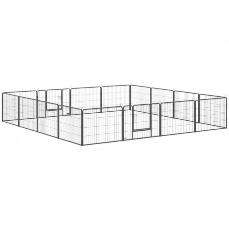 Stor Hundgård Modular Design 16 Panel x 80 x 60 cm med 2 Dörrar Stål 60 cm (H) Grå