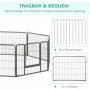 Stor Hundgård Modular Design 16 Panel x 80 x 60 cm med 2 Dörrar Stål 60 cm (H) Grå