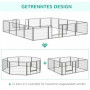 Stor Hundgård Modular Design 16 Panel x 80 x 60 cm med 2 Dörrar Stål 60 cm (H) Grå