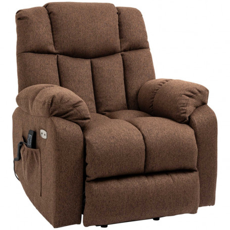 Relax Fåtölj med Lyfthjälp och Fjärrkontroll Linne Brun