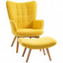 Fåtölj med Fotpall Scandi Design Manchester-look Gul - Trä