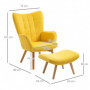 Fåtölj med Fotpall Scandi Design Manchester-look Gul - Trä