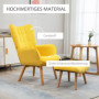 Fåtölj med Fotpall Scandi Design Manchester-look Gul - Trä