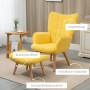 Fåtölj med Fotpall Scandi Design Manchester-look Gul - Trä