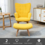 Fåtölj med Fotpall Scandi Design Manchester-look Gul - Trä