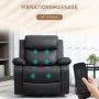 Avslappningsfåtölj med Massage, Rotation och Liggfunktion, Läder Svart