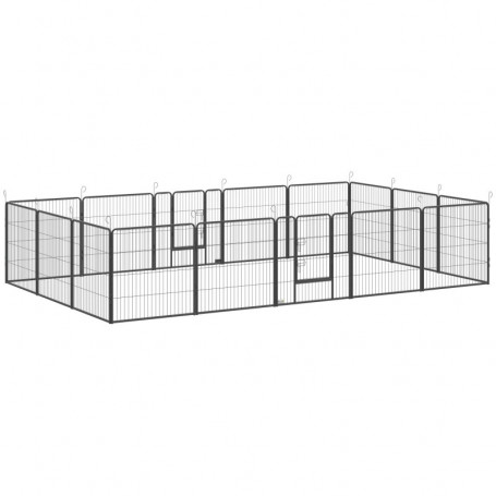 Stor Hundgård Modular Design 16 Panel x 3,2 x 3,2 x 1 m 2 Dörrar Stål Grå