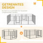 Stor Hundgård Modular Design 16 Panel x 3,2 x 3,2 x 1 m 2 Dörrar Stål Grå