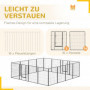 Stor Hundgård Modular Design 16 Panel x 3,2 x 3,2 x 1 m 2 Dörrar Stål Grå