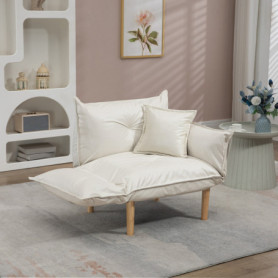 Relax Fåtölj Flexy Avtagbara Ben 75 x 68 x 78 cm Läder Beige