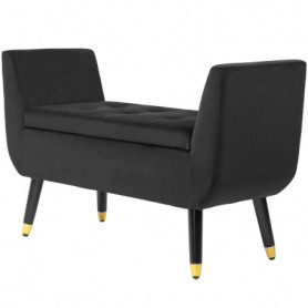 Sängbänk Lyx med Förvaring Sammet Svart 107 x 42 x 65 cm