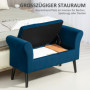 Sängbänk Sammet Blå med Förvaring, Armstöd 111,5 x 41 x 65 cm