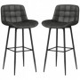 2-Pack Barstolar Med Ryggstöd Svängbara Fotstöd Konstläder Antracit...