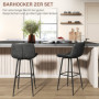 2-pack Barstolar med Ryggstöd Läder Antracit Grå Sitthöjd  73 cm