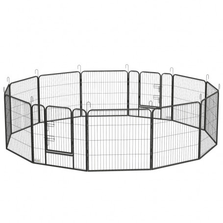XXXL Hundhage Metall Svart Flexibel Design - 12 Panel à 80 x 80 cm