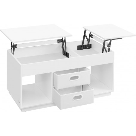 Soffbord med höjbar skiva åt 2 sidor med 2 lådor 100 x 50 x 48 cm - Snövit