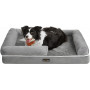 Hundsäng 91×71×25 cm Ljusgrå Plysch Mjuk Stoppning Upphöjda Kanter ...