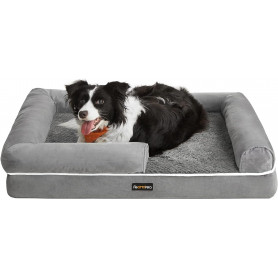 Hundsäng 91×71×25 cm Ljusgrå Plysch Mjuk Stoppning Upphöjda Kanter ...