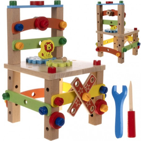 Trä Verkstadsstol Verktyg för barn - XXL DIY Kit - Trästol för självmontaring  29 x 17 x 17 cm